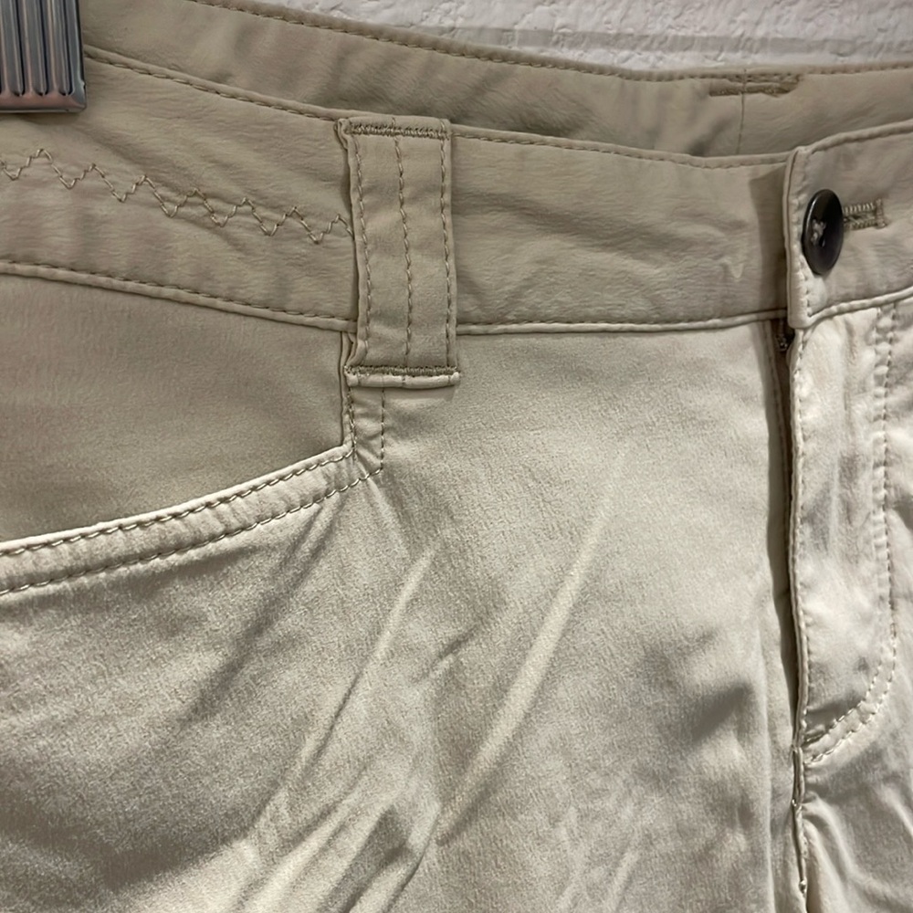 Eddie Bauer golf shorts. Mesh pockets zippers under placket. Size 2, Color tan.